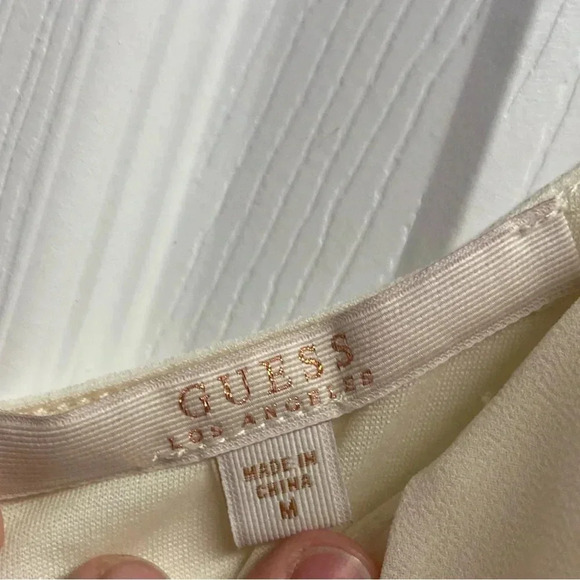 💕 2 For $10 GUESS Los Angeles White/Cream Chiffon Bodysuit Size Small - Picture 4 of 5